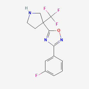 molecular formula C13H11F4N3O B13237471 3-(3-Fluorophenyl)-5-[3-(trifluoromethyl)pyrrolidin-3-yl]-1,2,4-oxadiazole 