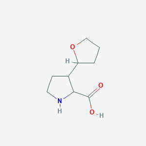 molecular formula C9H15NO3 B13237522 3-(Oxolan-2-yl)pyrrolidine-2-carboxylic acid 