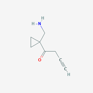 molecular formula C8H11NO B13237662 1-[1-(Aminomethyl)cyclopropyl]but-3-yn-1-one 