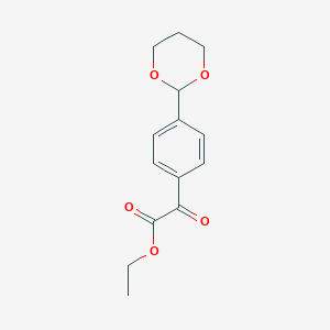 molecular formula C14H16O5 B1323768 Ethyl 4-(1,3-dioxan-2-YL)benzoylformate CAS No. 951888-34-9