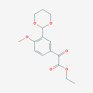 molecular formula C15H18O6 B1323771 Ethyl 3-(1,3-dioxan-2-YL)-4-methoxybenzoylformate CAS No. 951888-43-0