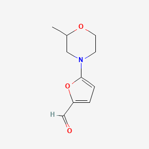 molecular formula C10H13NO3 B13237820 5-(2-Methylmorpholin-4-yl)furan-2-carbaldehyde 