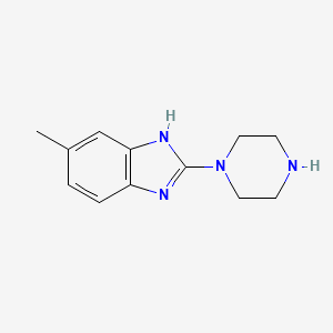 molecular formula C12H16N4 B13237881 5-Methyl-2-(piperazin-1-yl)-1H-1,3-benzodiazole 