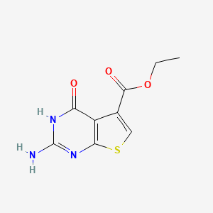molecular formula C9H9N3O3S B13237903 Ethyl 2-amino-4-oxo-1H,4H-thieno[2,3-d]pyrimidine-5-carboxylate 