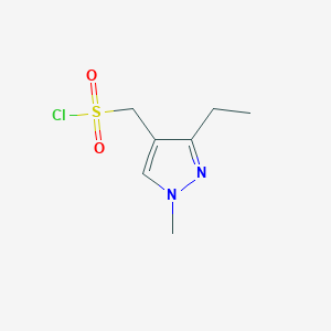 molecular formula C7H11ClN2O2S B13237907 (3-Ethyl-1-methyl-1H-pyrazol-4-YL)methanesulfonyl chloride 