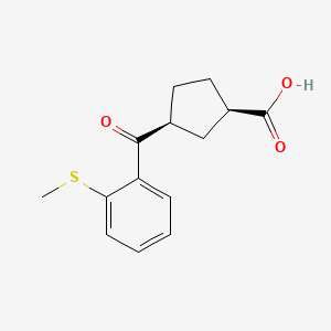 molecular formula C14H16O3S B1323793 cis-3-(2-Thiomethylbenzoyl)cyclopentane-1-carboxylic acid CAS No. 1134886-51-3