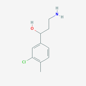molecular formula C10H14ClNO B13237944 3-Amino-1-(3-chloro-4-methylphenyl)propan-1-ol 