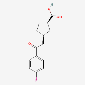 molecular formula C14H15FO3 B1323803 cis-3-[2-(4-Fluorophenyl)-2-oxoethyl]cyclopentane-1-carboxylic acid CAS No. 733740-38-0