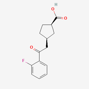 molecular formula C14H15FO3 B1323804 cis-3-[2-(2-Fluorophenyl)-2-oxoethyl]cyclopentane-1-carboxylic acid CAS No. 733740-41-5