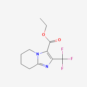 molecular formula C11H13F3N2O2 B13238041 Ethyl 2-(trifluoromethyl)-5H,6H,7H,8H-imidazo[1,2-a]pyridine-3-carboxylate 