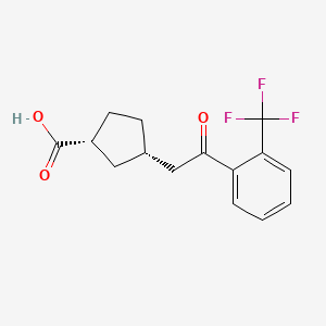 molecular formula C15H15F3O3 B1323805 cis-3-[2-Oxo-2-(2-trifluoromethylphenyl)ethyl]cyclopentane-1-carboxylic acid CAS No. 733740-45-9