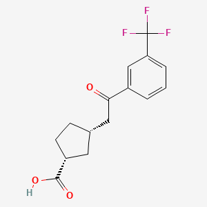 molecular formula C15H15F3O3 B1323806 顺式-3-[2-氧代-2-(3-三氟甲基苯基)乙基]环戊烷-1-羧酸 CAS No. 733740-46-0