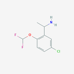 molecular formula C9H10ClF2NO B13238061 1-[5-Chloro-2-(difluoromethoxy)phenyl]ethan-1-amine 