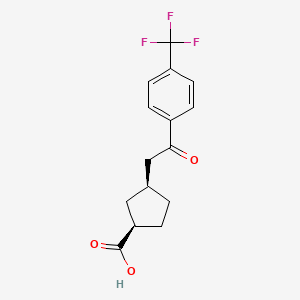 molecular formula C15H15F3O3 B1323807 cis-3-[2-Oxo-2-(4-trifluoromethylphenyl)ethyl]cyclopentane-1-carboxylic acid 