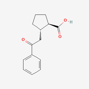 molecular formula C14H16O3 B1323808 trans-2-(2-Oxo-2-phenylethyl)cyclopentane-1-carboxylic acid CAS No. 733740-51-7
