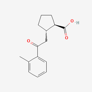 molecular formula C15H18O3 B1323809 trans-2-[2-(2-Methylphenyl)-2-oxoethyl]cyclopentane-1-carboxylic acid CAS No. 733740-52-8