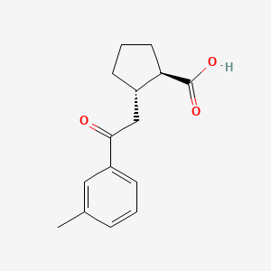 molecular formula C15H18O3 B1323810 trans-2-[2-(3-Methylphenyl)-2-oxoethyl]cyclopentane-1-carboxylic acid CAS No. 733740-53-9