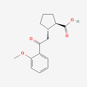 molecular formula C15H18O4 B1323811 trans-2-[2-(2-Methoxyphenyl)-2-oxoethyl]cyclopentane-1-carboxylic acid CAS No. 733740-55-1