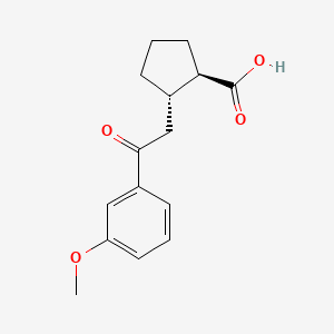 molecular formula C15H18O4 B1323812 反式-2-[2-(3-甲氧基苯基)-2-氧代乙基]环戊烷-1-羧酸 CAS No. 733740-56-2