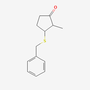 molecular formula C13H16OS B13238120 3-(Benzylsulfanyl)-2-methylcyclopentan-1-one 