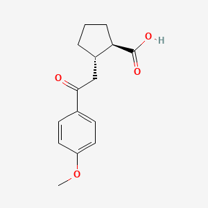 molecular formula C15H18O4 B1323813 反式-2-[2-(4-甲氧基苯基)-2-氧代乙基]环戊烷-1-羧酸 CAS No. 733740-57-3