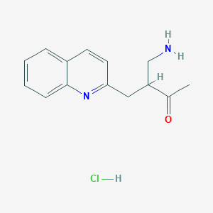 molecular formula C14H17ClN2O B13238136 4-Amino-3-(quinolin-2-ylmethyl)butan-2-one hydrochloride 