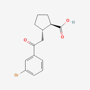 molecular formula C14H15BrO3 B1323814 trans-2-[2-(3-Bromophenyl)-2-oxoethyl]cyclopentane-1-carboxylic acid CAS No. 733740-61-9