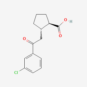 molecular formula C14H15ClO3 B1323816 trans-2-[2-(3-Chlorophenyl)-2-oxoethyl]cyclopentane-1-carboxylic acid CAS No. 733740-63-1
