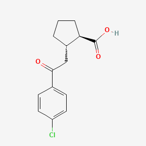 molecular formula C14H15ClO3 B1323817 trans-2-[2-(4-Chlorophenyl)-2-oxoethyl]cyclopentane-1-carboxylic acid CAS No. 733740-64-2