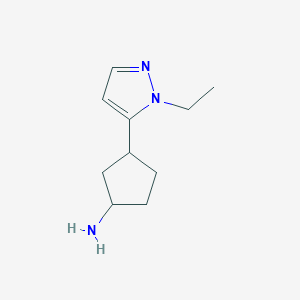 molecular formula C10H17N3 B13238173 3-(1-ethyl-1H-pyrazol-5-yl)cyclopentan-1-amine 