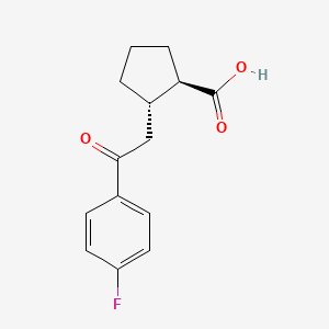 molecular formula C14H15FO3 B1323818 trans-2-[2-(4-Fluorophenyl)-2-oxoethyl]cyclopentane-1-carboxylic acid CAS No. 733740-66-4