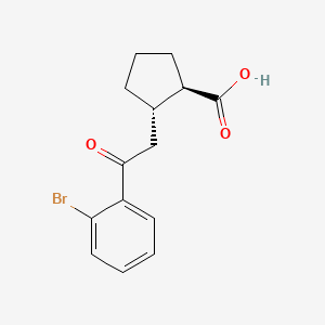 molecular formula C14H15BrO3 B1323819 trans-2-[2-(2-Bromophenyl)-2-oxoethyl]cyclopentane-1-carboxylic acid CAS No. 733740-67-5