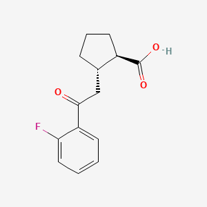 molecular formula C14H15FO3 B1323820 trans-2-[2-(2-Fluorophenyl)-2-oxoethyl]cyclopentane-1-carboxylic acid CAS No. 733740-69-7