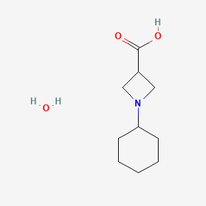 molecular formula C10H19NO3 B13238202 1-Cyclohexylazetidine-3-carboxylic acid hydrate 