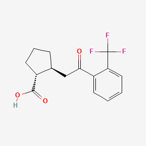 molecular formula C15H15F3O3 B1323822 反式-2-[2-氧代-2-(2-三氟甲基苯基)乙基]环戊烷-1-羧酸 CAS No. 733740-73-3