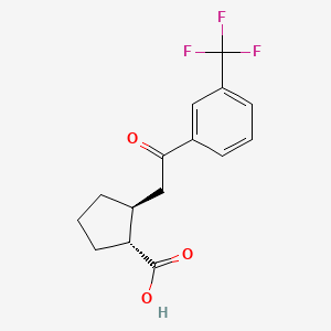molecular formula C15H15F3O3 B1323823 反式-2-[2-氧代-2-(3-三氟甲基苯基)乙基]环戊烷-1-羧酸 CAS No. 733740-74-4