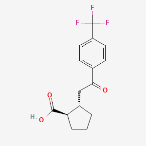 molecular formula C15H15F3O3 B1323824 trans-2-[2-Oxo-2-(4-trifluoromethylphenyl)ethyl]cyclopentane-1-carboxylic acid CAS No. 733740-75-5