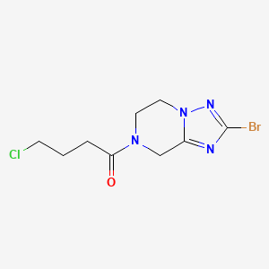 molecular formula C9H12BrClN4O B13238266 1-{2-bromo-5H,6H,7H,8H-[1,2,4]triazolo[1,5-a]pyrazin-7-yl}-4-chlorobutan-1-one 