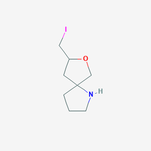 molecular formula C8H14INO B13238269 8-(Iodomethyl)-7-oxa-1-azaspiro[4.4]nonane 