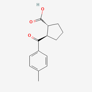 molecular formula C14H16O3 B1323828 trans-2-(4-Methylbenzoyl)cyclopentane-1-carboxylic acid CAS No. 733740-81-3