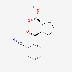 molecular formula C14H13NO3 B1323832 反式-2-(2-氰基苯甲酰)环戊烷-1-羧酸 CAS No. 733740-85-7