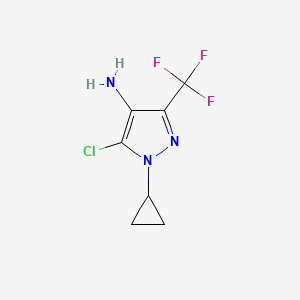 molecular formula C7H7ClF3N3 B13238320 5-Chloro-1-cyclopropyl-3-(trifluoromethyl)-1H-pyrazol-4-amine 