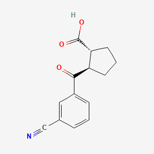 molecular formula C14H13NO3 B1323833 trans-2-(3-Cyanobenzoyl)cyclopentane-1-carboxylic acid CAS No. 733740-86-8