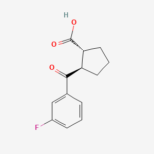 molecular formula C13H13FO3 B1323836 trans-2-(3-Fluorobenzoyl)cyclopentane-1-carboxylic acid CAS No. 733741-04-3
