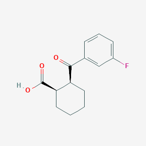molecular formula C14H15FO3 B1323843 cis-2-(3-Fluorobenzoyl)cyclohexane-1-carboxylic acid CAS No. 733742-66-0