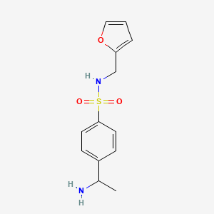 molecular formula C13H16N2O3S B13238433 4-(1-Aminoethyl)-N-[(furan-2-yl)methyl]benzene-1-sulfonamide 