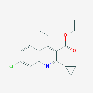 molecular formula C17H18ClNO2 B13238453 Ethyl 7-chloro-2-cyclopropyl-4-ethylquinoline-3-carboxylate 