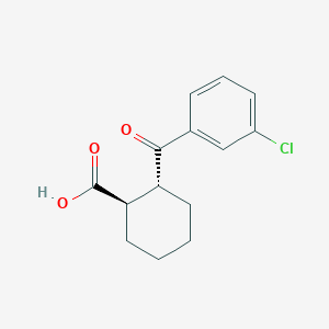 molecular formula C14H15ClO3 B1323850 trans-2-(3-Chlorobenzoyl)cyclohexane-1-carboxylic acid CAS No. 733742-78-4