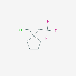 molecular formula C8H12ClF3 B13238515 1-(Chloromethyl)-1-(2,2,2-trifluoroethyl)cyclopentane 