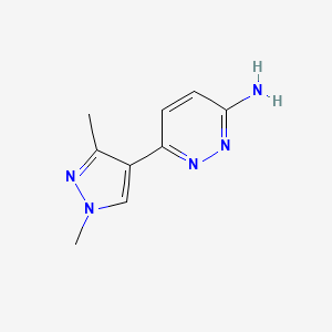 molecular formula C9H11N5 B13238604 6-(1,3-dimethyl-1H-pyrazol-4-yl)pyridazin-3-amine 